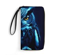 DWTJKMS Blaue Eule lange Geldbörse, schlanke Brieftasche aus PU-Leder, für Männer und Frauen, minimalistische Geldbörse mit Kartenfächern, weiß, 19,7 x 10,5 cm, weiß, 19.7x10.5cm