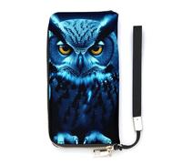 DWTJKMS Blaue Eule lange Geldbörse, schlanke Brieftasche aus PU-Leder, für Männer und Frauen, minimalistische Geldbörse mit Kartenfächern, Weiß, 20 x 10,5 cm, weiß, 20x10.5cm