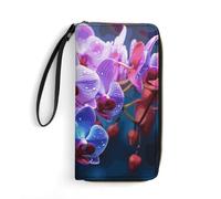 DWTJKMS Bunte Orchideen Blume lange Brieftasche schlanke PU Leder Brieftaschen für Männer Frauen minimalistische Brieftasche mit Kartenfächern, weiß, 19,7 x 10,5 cm, Weiß, 19.7x10.5cm, blank,