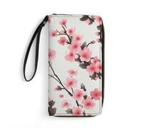 DWTJKMS Cherry Blossom Lange Geldbörse, schmal, PU-Leder, für Männer und Frauen, minimalistische Geldbörse mit Kartenfächern, weiß, 19,7 x 10,5 cm, weiß, 19.7x10.5cm