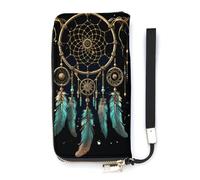 DWTJKMS Dark Dream Catcher Lange Geldbörse, schmale PU-Ledergeldbörsen für Männer und Frauen, minimalistische Geldbörse mit Kartenfächern, Weiß, 20 x 10,5 cm, weiß, 20x10.5cm