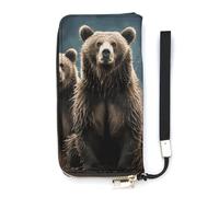 DWTJKMS Encounter Lange Geldbörse mit Tierbärmotiv, schlankes PU-Leder, für Männer und Frauen, minimalistische Geldbörse mit Kartenfächern, Weiß, 20 x 10,5 cm, weiß, 20x10.5cm