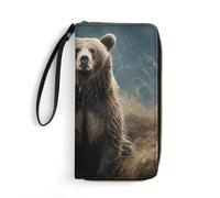 DWTJKMS Encounter Langes Portemonnaie mit Tierbärmotiv, schlankes PU-Leder, für Männer und Frauen, minimalistische Geldbörse mit Kartenfächern, weiß, 19,7 x 10,5 cm, weiß, 19.7x10.5cm