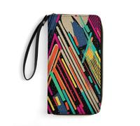 DWTJKMS Gestreifte, abstrakte bunte lange Geldbörse, schlanke PU-Leder-Geldbörsen für Männer und Frauen, minimalistische Geldbörse mit Kartenfächern, Weiß, 19.7 * 10.5cm, Weiß, 19.7x10.5cm, blank,