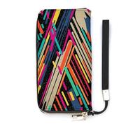 DWTJKMS Gestreifte abstrakte bunte lange Geldbörse, schmal, PU-Leder, für Männer und Frauen, minimalistische Geldbörse mit Kartenfächern, weiß, 20 x 10,5 cm, weiß, 20x10.5cm