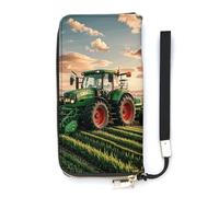 DWTJKMS Green Fields Farming Machine Lange Geldbörse, schlanke Brieftasche aus PU-Leder, für Männer und Frauen, minimalistische Geldbörse mit Kartenfächern, weiß, 20 x 10,5 cm, weiß, 20x10.5cm