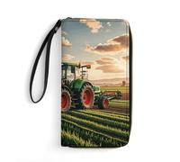 DWTJKMS Green Fields Lange Geldbörse, schlanke PU-Leder-Geldbörse für Damen und Herren, Minimalistische Geldbörse mit Kartenfächern, Weiß, 19.7x10.5cm, Weiß, 19.7x10.5cm, blank, 19.7x10.5cm