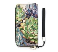 DWTJKMS Green Plants Lange Geldbörse, schlanke Brieftasche aus PU-Leder, für Männer und Frauen, minimalistische Geldbörse mit Kartenfächern, weiß, 20 x 10,5 cm, weiß, 20x10.5cm