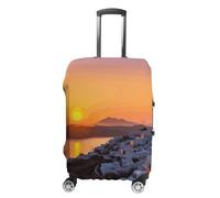 DWTJKMS Griechenland Island Sonnenuntergang Landschaft Gepäckabdeckung Einfache und großzügige Koffer-Staubschutzhülle waschbar, kratzfest für 48,3-81,3 cm Koffer, Stil:, XL, Kofferabdeckung