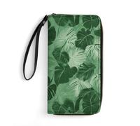 DWTJKMS Grüne tropische Blätter, lange Brieftasche, schmal, PU-Leder, Geldbörsen für Männer und Frauen, minimalistische Geldbörse mit Kartenfächern, weiß, 19,7 x 10,5 cm, weiß, 19.7x10.5cm