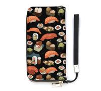 DWTJKMS Japanische Sushi-Geldbörse, schwarz, lang, schlankes PU-Leder, Geldbörsen für Männer und Frauen, minimalistische Geldbörse mit Kartenfächern, weiß, 20 x 10,5 cm, weiß, 20x10.5cm