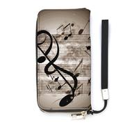 DWTJKMS Lange Geldbörse mit Musiknoten, schlankes PU-Leder, für Männer und Frauen, minimalistische Geldbörse mit Kartenfächern, weiß, 20 x 10,5 cm, weiß, 20x10.5cm