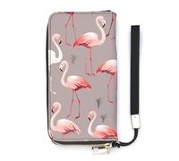 DWTJKMS Lange Geldbörse mit pinkem Flamingo-Muster, schmale Geldbörse aus PU-Leder, für Männer und Frauen, minimalistische Geldbörse mit Kartenfächern, weiß, 20 x 10,5 cm, weiß, 20x10.5cm