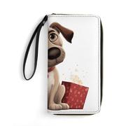 DWTJKMS Langes Portemonnaie für Hunde, schmal, PU-Leder, für Männer und Frauen, minimalistische Geldbörse mit Kartenfächern, weiß, 19,7 x 10,5 cm, weiß, 19.7x10.5cm