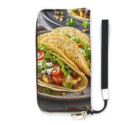 DWTJKMS Langes Portemonnaie für mexikanische Lebensmittel, schlanke Brieftasche aus PU-Leder, für Männer und Frauen, minimalistische Geldbörse mit Kartenfächern, Weiß, 20 x 10,5 cm, weiß, 20x10.5cm