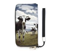 DWTJKMS Langes Portemonnaie mit Bauernhofkuhbildern, schmal, PU-Leder, für Männer und Frauen, minimalistische Geldbörse mit Kartenfächern, weiß, 20 x 10,5 cm, weiß, 20x10.5cm