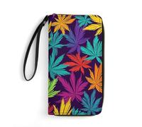 DWTJKMS Langes Portemonnaie mit buntem Unkrautmuster, schlankes PU-Leder, für Herren und Damen, minimalistische Geldbörse mit Kartenfächern, weiß, 19,7 x 10,5 cm, weiß, 19.7x10.5cm