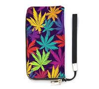 DWTJKMS Langes Portemonnaie mit buntem Unkrautmuster, schlankes PU-Leder, für Herren und Damen, minimalistische Geldbörse mit Kartenfächern, weiß, 20 x 10,5 cm, weiß, 20x10.5cm