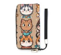 DWTJKMS Langes Portemonnaie mit Cartoon-Katzen, schlankes PU-Leder, für Männer und Frauen, minimalistische Geldbörse mit Kartenfächern, weiß, 20 x 10,5 cm, weiß, 20x10.5cm