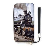 DWTJKMS Langes Portemonnaie mit Dampflokomotive-Zug, schmal, PU-Leder, für Männer und Frauen, minimalistische Geldbörse mit Kartenfächern, weiß, 20 x 10,5 cm, weiß, 20x10.5cm