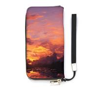 DWTJKMS Langes Portemonnaie mit Sonnenuntergang bei Dämmerung, schlankes PU-Leder, für Damen und Herren, minimalistische Geldbörse mit Kartenfächern, weiß, 20 x 10,5 cm, weiß, 20x10.5cm