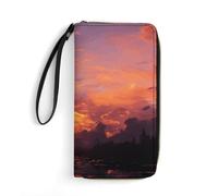 DWTJKMS Langes Portemonnaie mit Sonnenuntergang bei Dämmerung, schmal, PU-Leder, für Damen und Herren, minimalistische Geldbörse mit Kartenfächern, weiß, 19,7 x 10,5 cm, weiß, 19.7x10.5cm