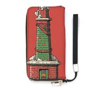 DWTJKMS Langes Portemonnaie mit weihnachtlichem Schornstein, schlankes PU-Leder, für Männer und Frauen, minimalistische Geldbörse mit Kartenfächern, weiß, 20 x 10,5 cm, weiß, 20x10.5cm