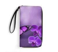 DWTJKMS Lila Schmetterling lange Brieftasche, schlanke PU-Leder-Geldbörsen für Männer und Frauen, minimalistische Geldbörse mit Kartenfächern, Weiß, 19,7 x 10,5 cm, Weiß, 19.7x10.5cm, blank,