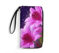 DWTJKMS Lila Schmetterling und Blume, lange Geldbörse, schmal, PU-Leder, für Männer und Frauen, minimalistische Geldbörse mit Kartenfächern, weiß, 19,7 x 10,5 cm, weiß, 19.7x10.5cm