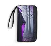 DWTJKMS Lila Schwarz Goth Spooky Lange Brieftasche Schlank PU Leder Brieftaschen für Männer Frauen Minimalistische Geldbörse mit Kartenfächern, Weiß, 19,7 x 10,5 cm, Weiß, 19.7x10.5cm, blank,