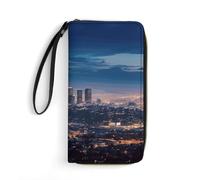 DWTJKMS Los Angeles Skyline Lange Geldbörse, schlanke PU-Leder-Geldbörse für Männer und Frauen, Minimalistische Geldbörse mit Kartenfächern, Weiß, 19.7 x 10.5 cm, Weiß, 19.7x10.5cm, blank, 19.7x10.5cm