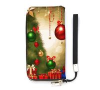 DWTJKMS Merry Christmas Lange Geldbörse, schmal, PU-Leder, für Männer und Frauen, minimalistische Geldbörse mit Kartenfächern, weiß, 20 x 10,5 cm, weiß, 20x10.5cm