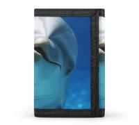 DWTJKMS Minimalistische Herren-Geldbörse, Delphin mit einem Lächeln, schmal, dreifach gefaltet, modern, modisch, Diebstahlschutz, für Karten und Bargeld