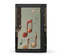 DWTJKMS Minimalistische Herren-Geldbörse mit Mikrofon und Musiknoten, schmal, dreifach gefaltet, modern, modisch, Diebstahlschutz, für Karten und Bargeld