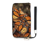 DWTJKMS Monarch Butterflies lange Geldbörse, schmal, PU-Leder, für Männer und Frauen, minimalistische Geldbörse mit Kartenfächern, weiß, 20 x 10,5 cm, weiß, 20x10.5cm