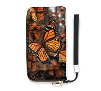 DWTJKMS Monarch Butterflies lange Geldbörse, schmal, PU-Leder, für Männer und Frauen, minimalistische Geldbörse mit Kartenfächern, weiß, 20 x 10,5 cm, weiß, 20x10.5cm