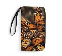 DWTJKMS Monarch Butterflies lange Geldbörse, schmal, PU-Leder, für Männer und Frauen, minimalistische Geldbörse mit Kartenfächern, weiß, 19,7 x 10,5 cm, weiß, 19.7x10.5cm