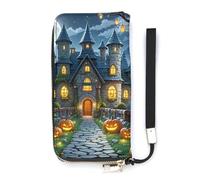 DWTJKMS Moon Castle Lange Geldbörse, schlanke Brieftasche aus PU-Leder, für Männer und Frauen, minimalistische Geldbörse mit Kartenfächern, weiß, 20 x 10,5 cm, weiß, 20x10.5cm