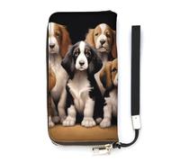 DWTJKMS Niedliche Hunde, lange Geldbörse, schmal, PU-Leder, für Männer und Frauen, minimalistische Geldbörse mit Kartenfächern, weiß, 20 x 10,5 cm, weiß, 20x10.5cm