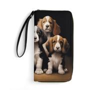 DWTJKMS Niedliche Hunde, lange Geldbörse, schmal, PU-Leder, für Männer und Frauen, minimalistische Geldbörse mit Kartenfächern, weiß, 19,7 x 10,5 cm, weiß, 19.7x10.5cm