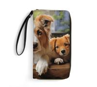 DWTJKMS Niedliche Hunde Tier Lange Geldbörse Slim PU Leder Geldbörse für Männer Frauen Minimalistische Geldbörse mit Kartenfächern, Weiß, 19,7 x 10,5 cm, weiß, 19.7x10.5cm