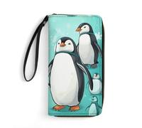 DWTJKMS Niedliche Pinguine, lange Brieftasche, schmal, PU-Leder, für Männer und Frauen, minimalistische Geldbörse mit Kartenfächern, weiß, 19,7 x 10,5 cm, weiß, 19.7x10.5cm