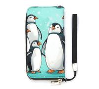 DWTJKMS Niedliche Pinguine, lange Brieftasche, schmale PU-Ledergeldbörse für Männer und Frauen, minimalistische Geldbörse mit Kartenfächern, weiß, 20 x 10,5 cm, weiß, 20x10.5cm