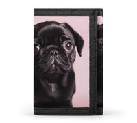 DWTJKMS Niedliche schwarze Mops-Geldbörse, minimalistisch, schmal, dreifach gefaltet, modern, modisch, Anti-Diebstahl-Geldbörse, für Karten und Bargeld