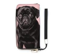 DWTJKMS Niedliche schwarze Mops-Geldbörse, schmale Geldbörse aus PU-Leder für Männer und Frauen, minimalistische Geldbörse mit Kartenfächern, weiß, 20 x 10,5 cm, weiß, 20x10.5cm