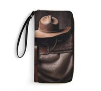 DWTJKMS Pferdesattel mit Cowboyhut, lange Brieftasche, schmale PU-Ledergeldbörsen für Männer und Frauen, minimalistische Geldbörse mit Kartenfächern, weiß, 19,7 x 10,5 cm, weiß, 19.7x10.5cm