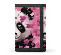 DWTJKMS Pinke Panda-Geldbörse aus Baumwolle, minimalistisch, schmal, dreifach gefaltet, modern, modisch, Anti-Diebstahl-Geldbörse, für Karten und Bargeld