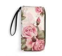 DWTJKMS Rosa Rose Blumen lange Brieftasche schlanke PU Leder Brieftaschen für Männer Frauen minimalistische Brieftasche mit Kartenfächern, weiß, 19,7 x 10,5 cm, Weiß, 19.7x10.5cm, blank, 19.7x10.5cm