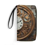 DWTJKMS Rusty Steampunk Uhr Lange Brieftasche Schlank PU Leder Brieftaschen für Männer und Frauen, Minimalistische Geldbörse mit Kartenfächern, Weiß, 19.7 * 10.5cm, Weiß, 19.7x10.5cm, blank,