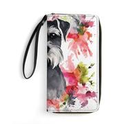 DWTJKMS Schnauzer Lange Geldbörse, schlanke Brieftasche aus PU-Leder, für Herren und Damen, minimalistische Geldbörse mit Kartenfächern, weiß, 19,7 x 10,5 cm, weiß, 19.7x10.5cm